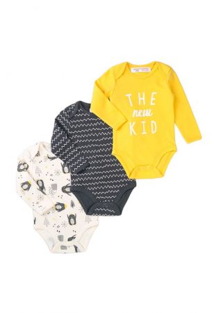 Body kojenecké dlouhý rukáv 3pack, Minoti, Hug 7, kluk - 62/68