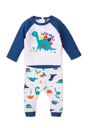 Kojenecký set - tričko a kalhoty, Minoti, Jurassic 4, modrá - 56/62