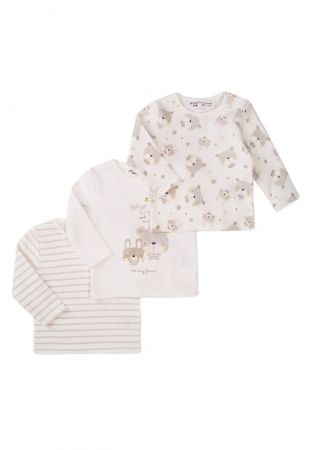 Tričko kojenecké 3pack, Minoti, Little 2, béžová - 56/62