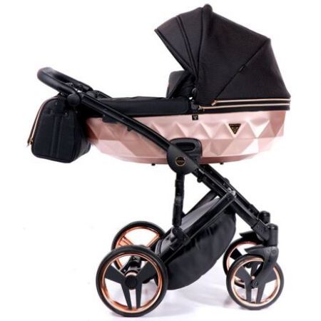 Kočárek Junama Mirror Satin dvojkombinace 02 Black/Copper