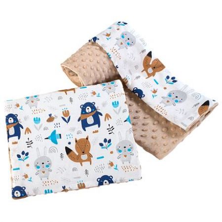 Set Medi do postýlky přikrývka + polštář béžová/zvířátka