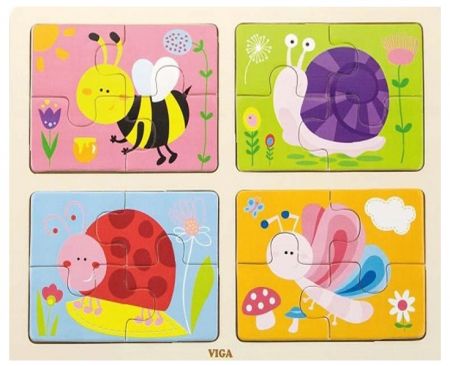 VIGA - Puzzle dřevěná zvířátka 4v1