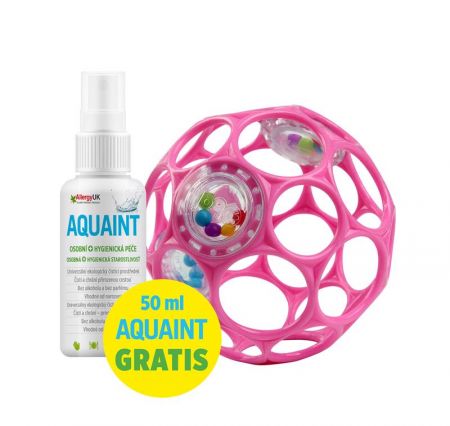 OBALL - Hračka RATTLE 10cm 0m+ dark pink+50ml Aquaint