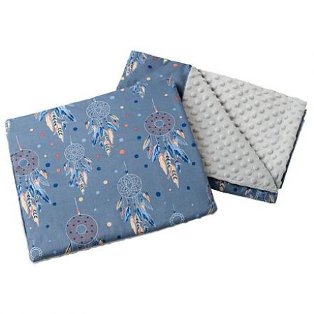 Set do kočárku Medi přikrývka + polštář šedá/modré lapače snů