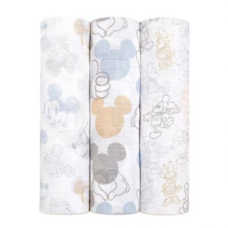 Aden & Anais 3 bavlněné pleny 120x120 Mickey a Minnie