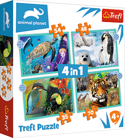 TREFL - Puzzle 4v1 - Planeta zvířat