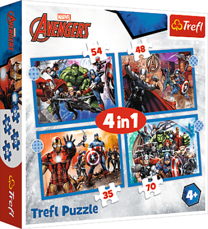 TREFL - Puzzle 4v1 - Odvážní Avengeři / Disney Marvel The Avengers