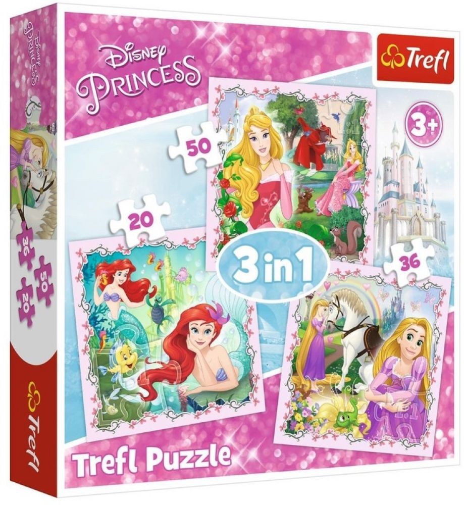 TREFL - Puzzle 3v1 Rapunzel, Aurora a Ariel Disney Princess