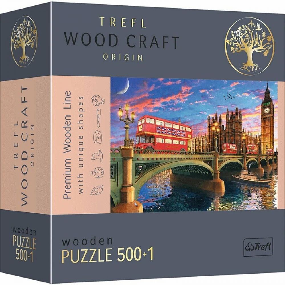 TREFL - Dřevěné puzzle 501 - Westminsterský palác, Big Ben, Londýn