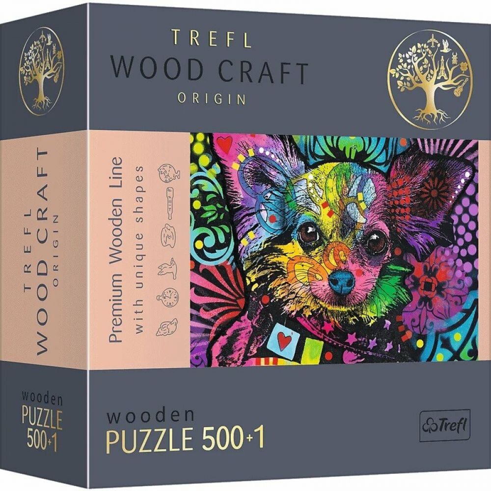 TREFL - Dřevěné puzzle 501 - Barevné štěně
