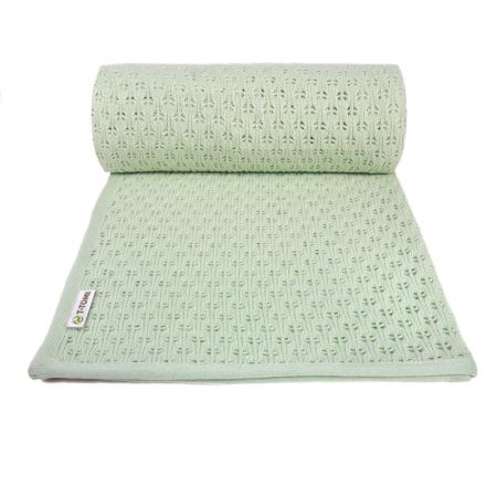 T-TOMI - Dětská pletená deka summer, mint / mátová