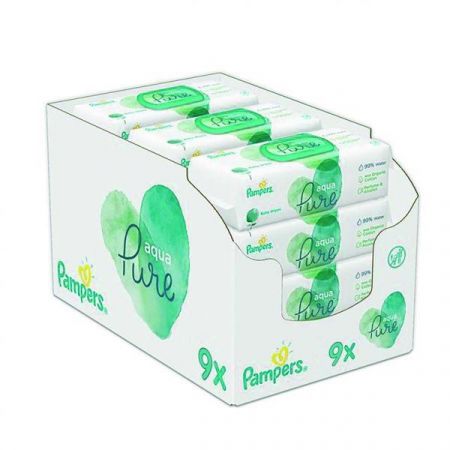 PAMPERS - Obrúsky vlhčené Aqua Pure 9x48 ks