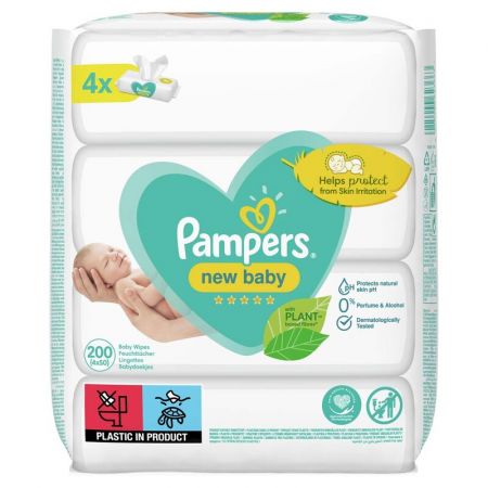 PAMPERS - New Baby Ubrousky vlhčené 4 Balení = 200 ks