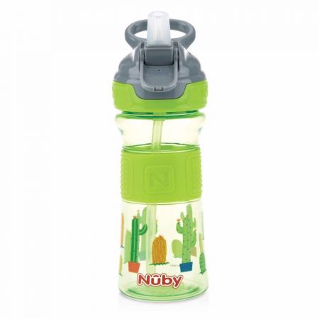 NUBY - Láhev sportovní s měkkým sklápěcím brčkem 360ml, zelený, 3+