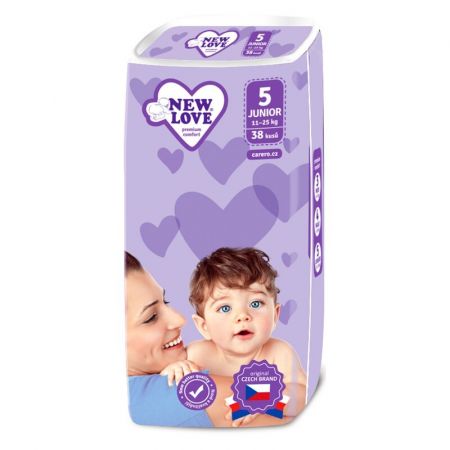 NEW LOVE - Dětské jednorázové pleny Premium comfort 5 JUNIOR 11-25 kg 38 ks