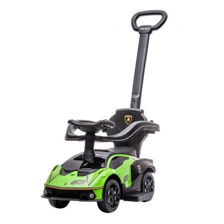 MILLY MALLY - Odrážedlo se zvukem a vodící tyčí LAMBORGHINI ESSENZA SC V12 zelené