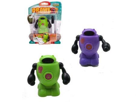 MADE - Robot s fixou jezdící po namalované čáře, 8 cm, zelený, fialový