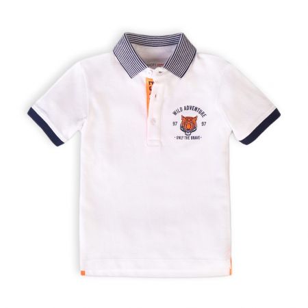 Tričko chlapecké POLO s krátkým rukávem, Minoti, Tiger 1, bílá - 80/86