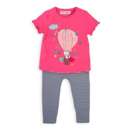 Dívčí set, tričko a legíny, Minoti, Balloon 3, růžová - 68/74