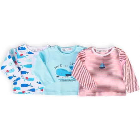 Tričko kojenecké s dlouhým rukávem 3pack, Minoti, Ship 8, kluk - 56/62