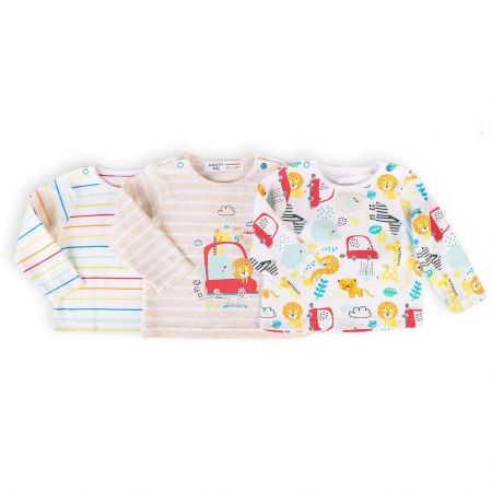 Tričko kojenecké s dlouhým rukávem 3pack, Minoti, Car 8, bílá - 56/62