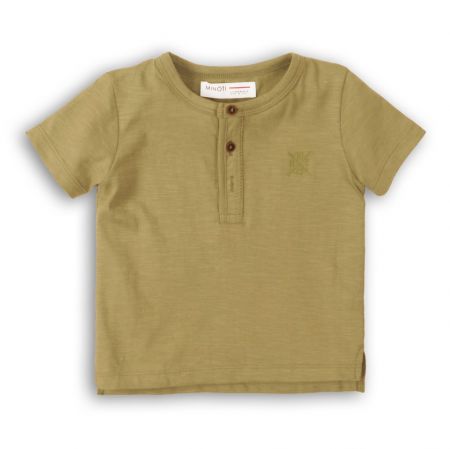 Tričko chlapecké s krátkým rukávem, Minoti, 1HENLEY 6, khaki - 98/104