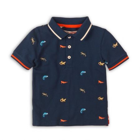 Tričko chlapecké Polo s krátkým rukávem, Minoti, Lizard 6, tmavě modrá - 74/80