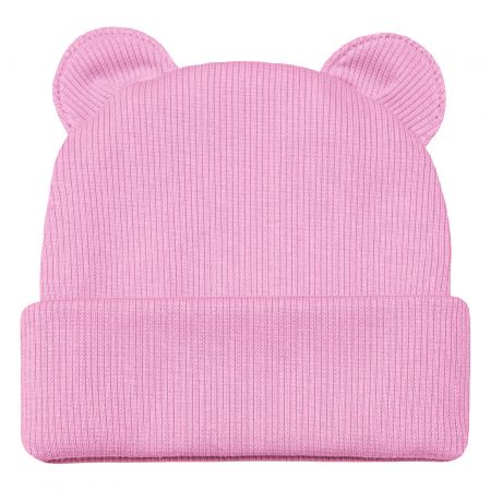 ESITO Zimní žebrovaná čepice s oušky Color - růžová / 40