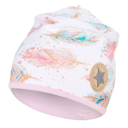 Little Angel Čepice podšitá Outlast® - bílá peříčka/růžová baby Velikost: 4 | 45-48 cm