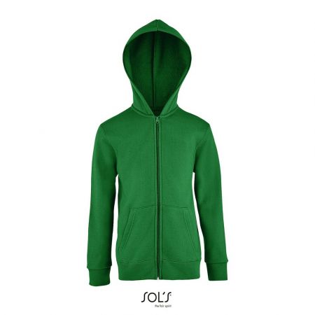 SOL'S Dětská mikina na zip s kapucí Stone - Středně zelená | 12 let