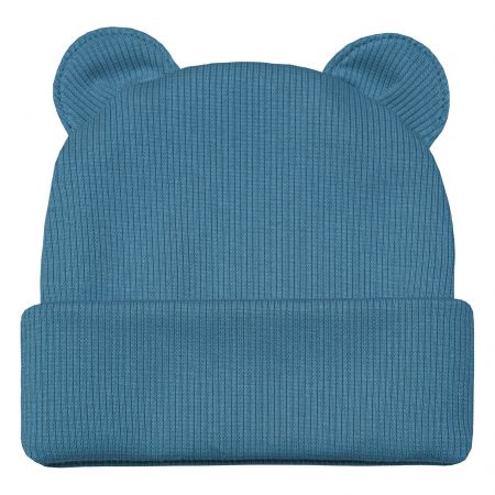 ESITO Zimní žebrovaná čepice s oušky Color - modrá / 32