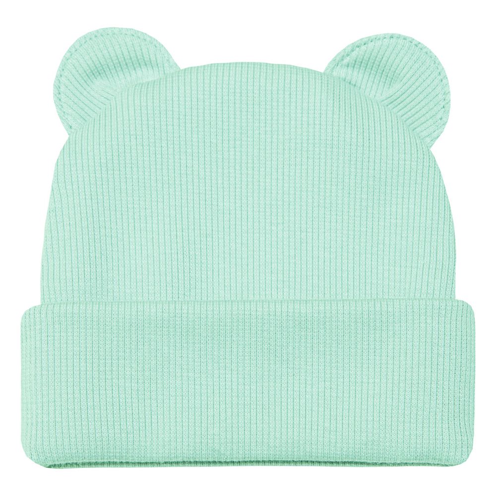 ESITO Zimní žebrovaná čepice s oušky Color - mintová / 38