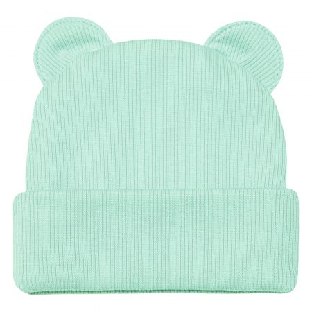 ESITO Zimní žebrovaná čepice s oušky Color - mintová / 34