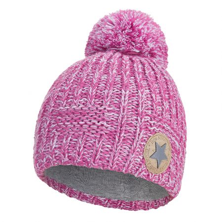 Little Angel Čepice pletená bambule Outlast ® - růžová melír Velikost: 4 | 45-48 cm