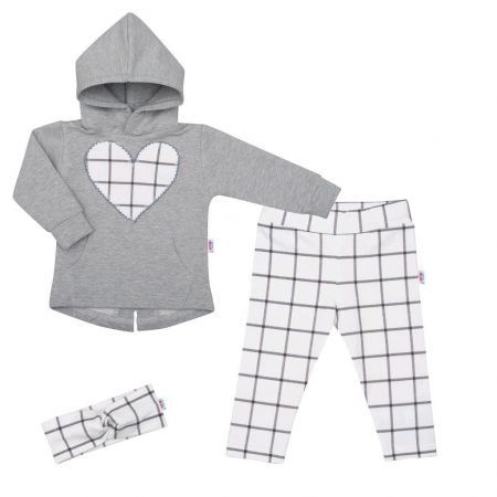 3-dílná holčičí bavlněná souprava New Baby Cool Girls šedo-bílá 68 (4-6m)