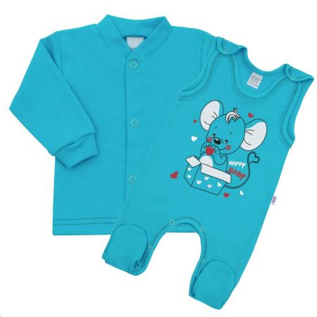 Kojenecká soupravička New Baby Mouse tyrkysová 56 (0-3m)