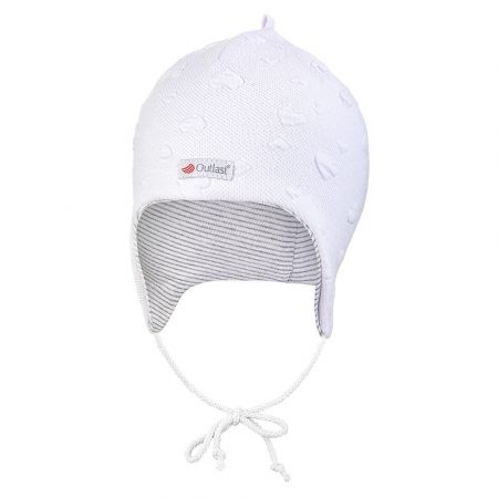 Little Angel Čepice podšitá zavazovací Outlast® - bílá srdce/pruh bílošedý melír Velikost: 1 | 36-38 cm