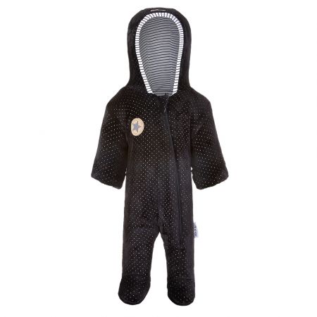 Little Angel Overal MAZLÍK Outlast® - černá stříbrný puntík/pruh bíločerný Velikost: 80