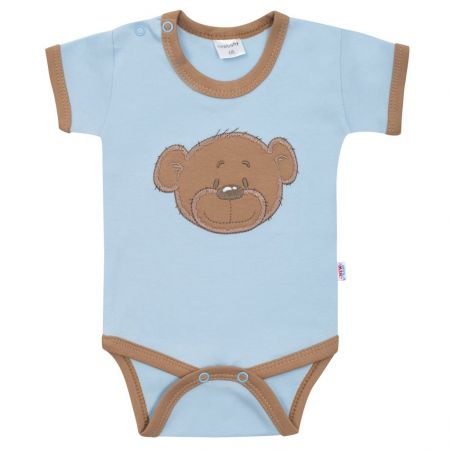 Kojenecké bavlněné body s krátkým rukávem New Baby BrumBrum blue brown 80 (9-12m)