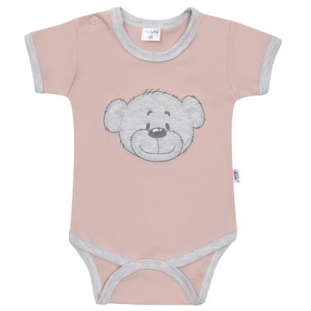 Kojenecké bavlněné body s krátkým rukávem New Baby BrumBrum old pink grey 80 (9-12m)