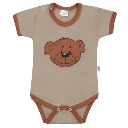 Kojenecké bavlněné body s krátkým rukávem New Baby BrumBrum latte brown 56 (0-3m)
