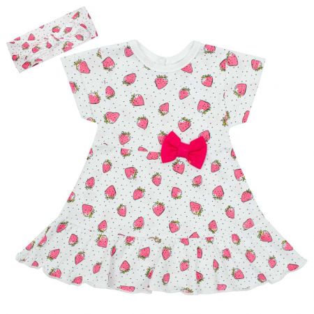 Kojenecké bavlněné šatičky s čelenkou New Baby Strawbery 80 (9-12m)