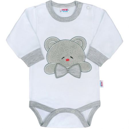 Luxusní kojenecké body s dlouhým rukávem New Baby Honey Bear s 3D aplikací 56 (0-3m)