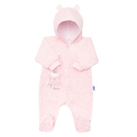 Kojenecký semiškový overal s kapucí New Baby Sweetheart růžový 74 (6-9m)
