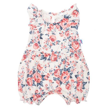Kojenecký letní bavlněný overal New Baby Roses smetanovo-růžový 86 (12-18m)