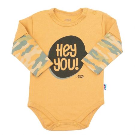 Kojenecké body s dlouhým rukávem New Baby With Love hořčicové 74 (6-9m)