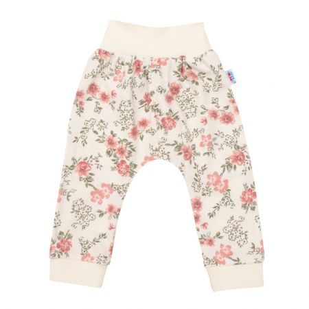 Kojenecké tepláčky New Baby Flowers béžové 56 (0-3m)