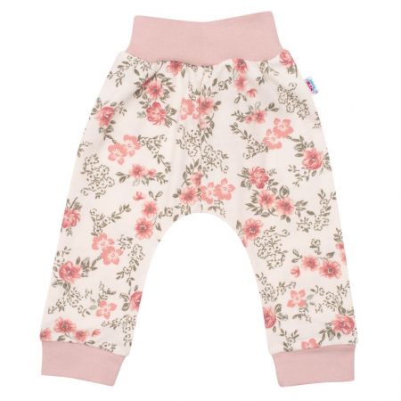 Kojenecké tepláčky New Baby Flowers růžové 56 (0-3m)
