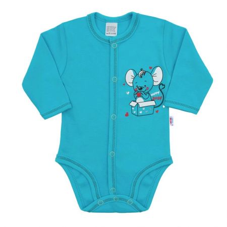 Kojenecké celorozepínací body New Baby Mouse tyrkysové 62 (3-6m)
