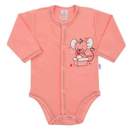 Kojenecké celorozepínací body New Baby Mouse lososové 62 (3-6m)